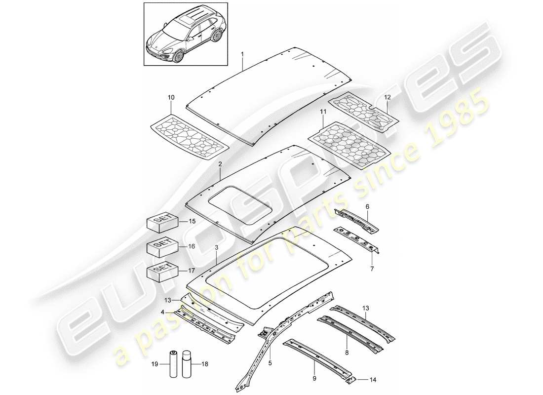 porsche 2011 (cayenne e2 92a) roof part diagram