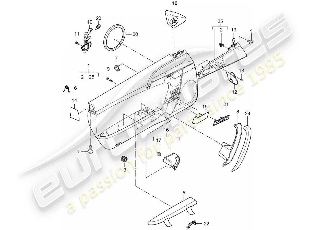 porsche 2009 997-2 turbo / gt2 door panel part diagram