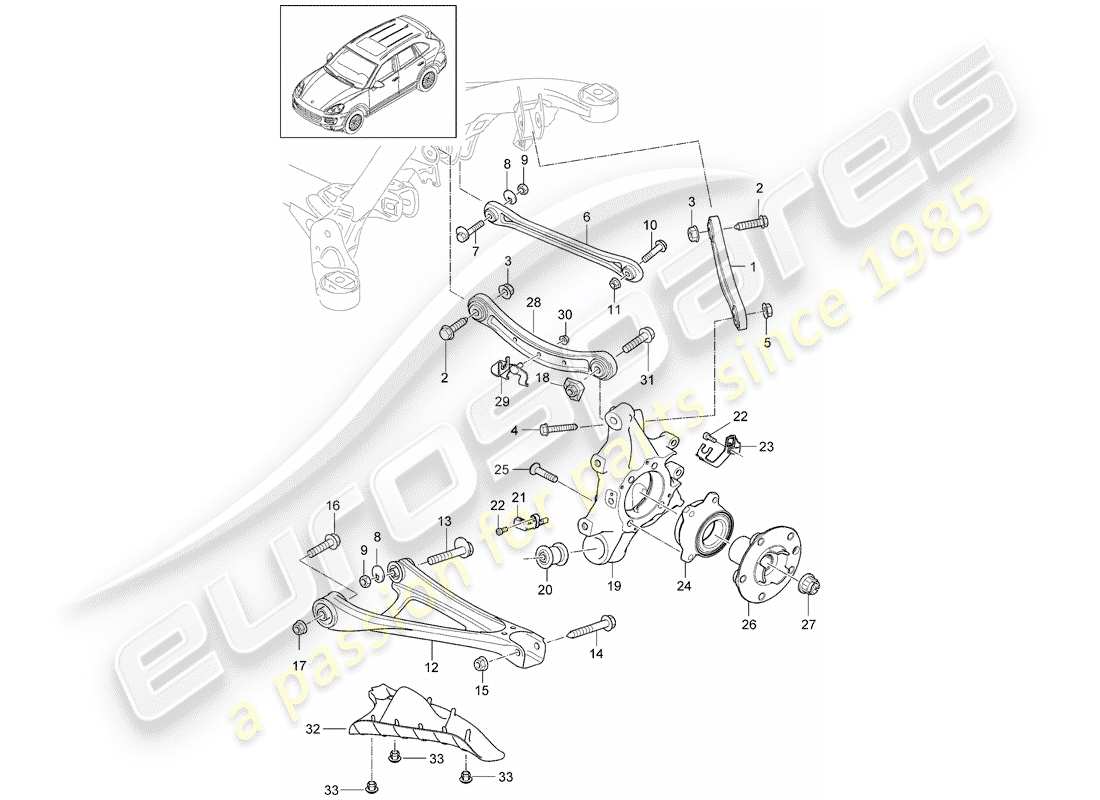porsche cayenne e2 (2015) rear axle parts diagram
