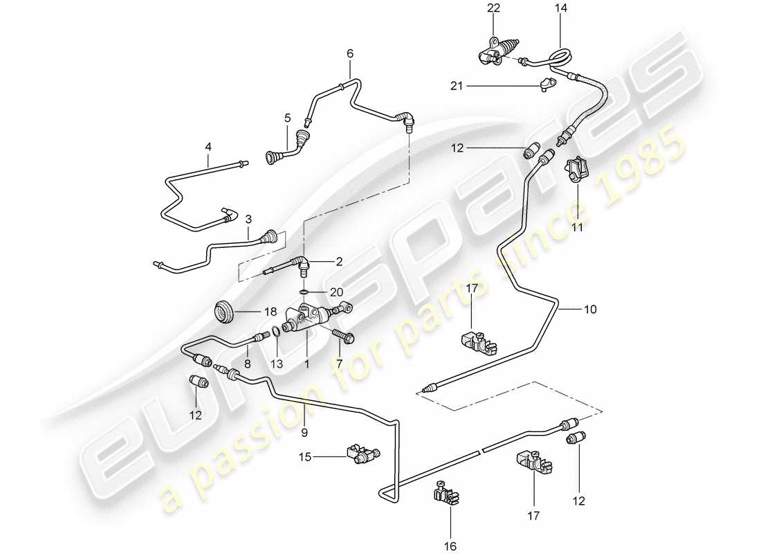 porsche 2009 997-2 turbo / gt2 hydraulic clutch part diagram