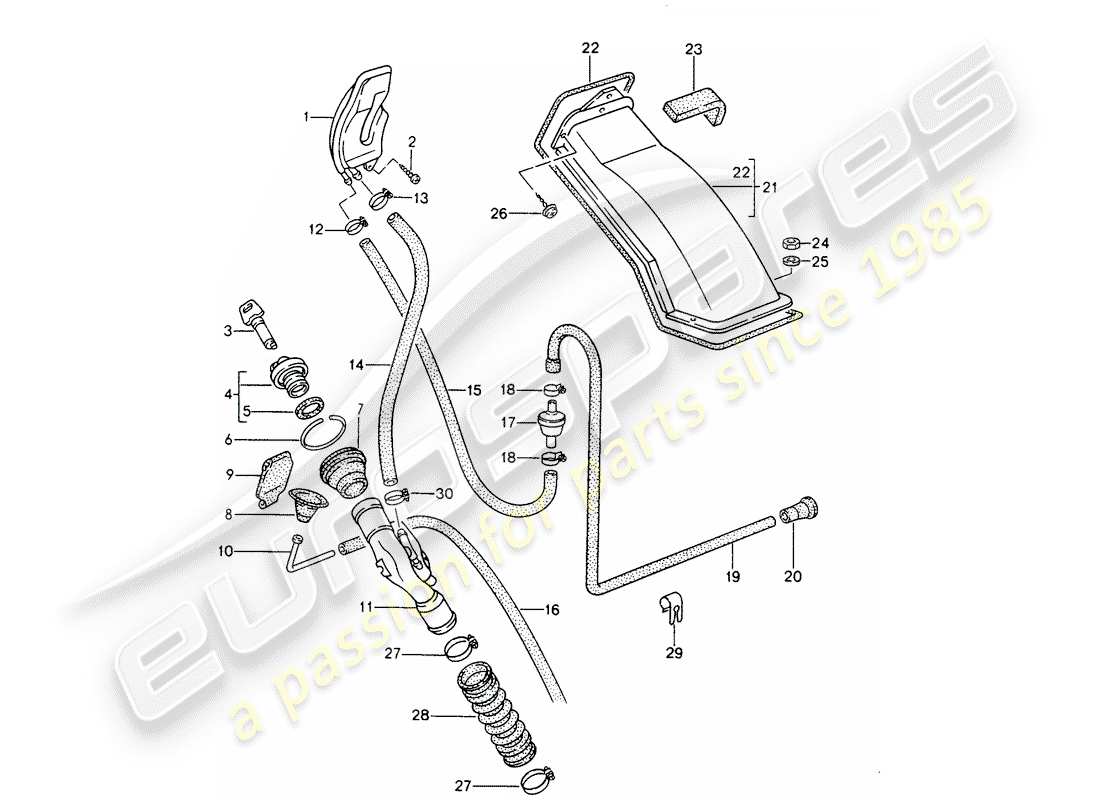 porsche 1992 (968) filler neck parts diagram