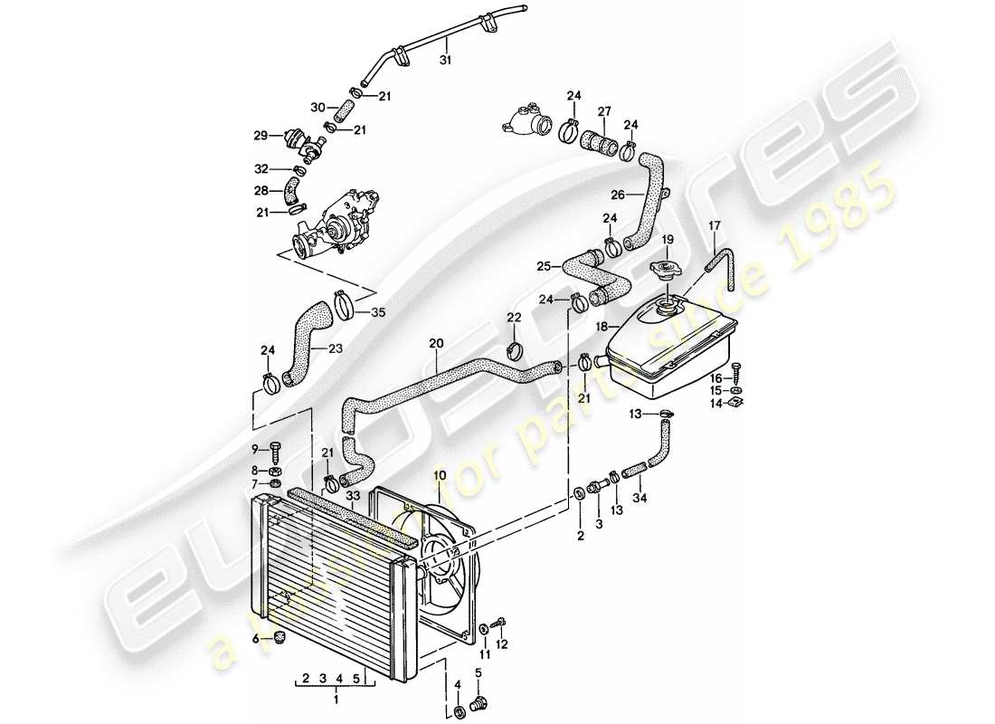 porsche 1986 (944) water cooling part diagram