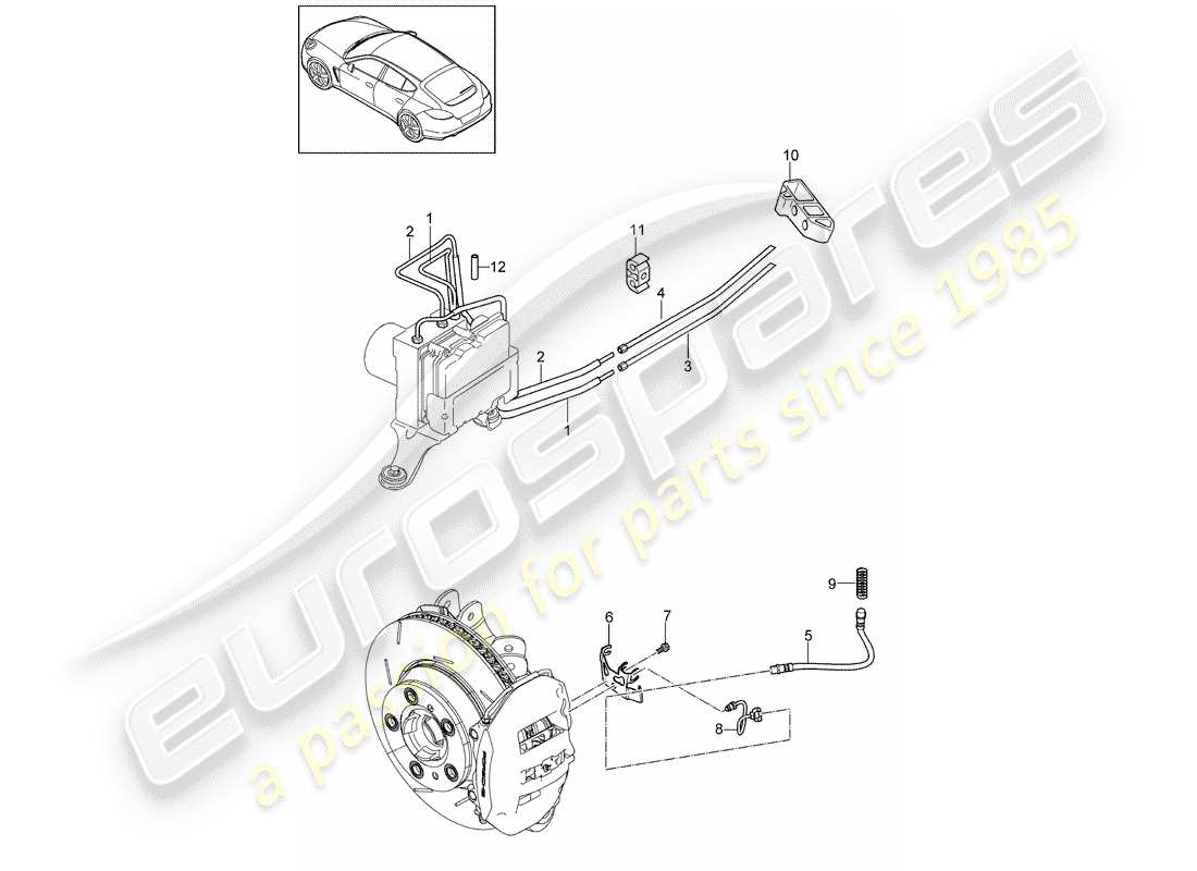 porsche panamera 970 (2013) brake line parts diagram