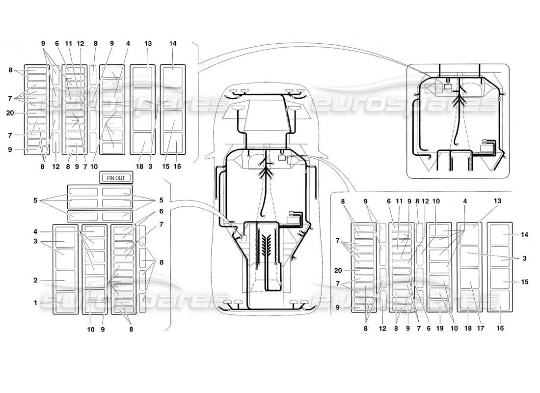 lamborghini diablo roadster (1998) electrical system part diagram