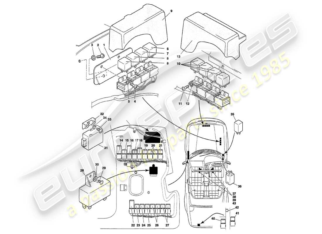 aston martin v8 volante (2000) relays, vin 89027 on part diagram