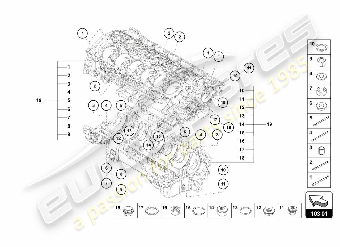 lamborghini centenario coupe (2017) engine block parts diagram