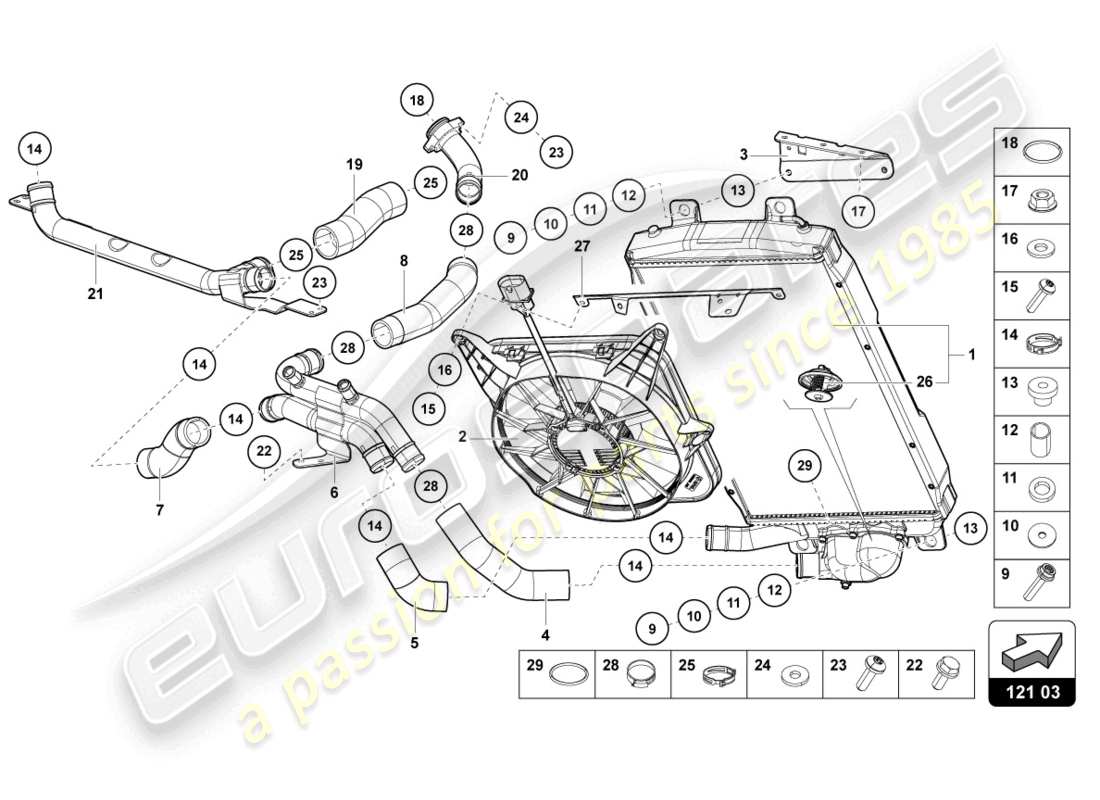 lamborghini 2016 (lp700-4 roadster) cooler for coolant part diagram