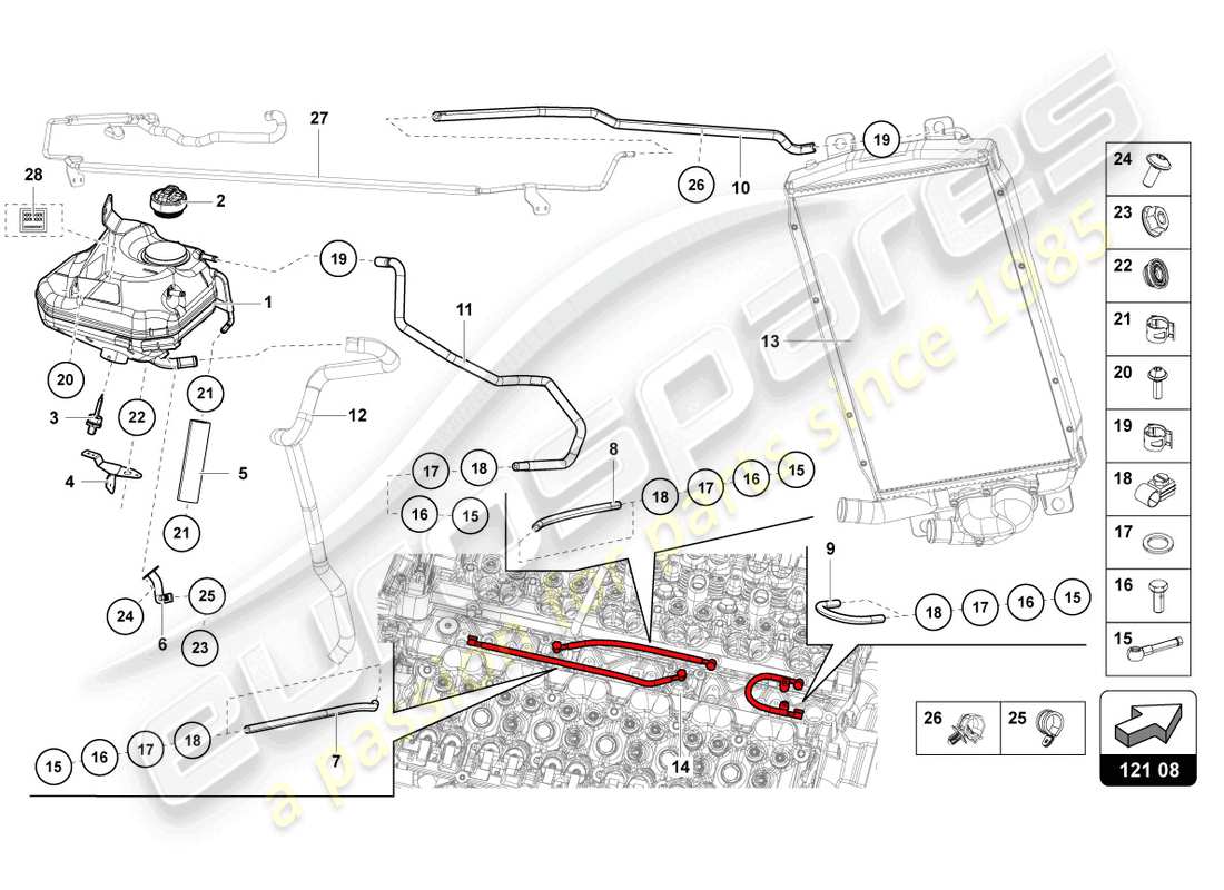 lamborghini lp700-4 coupe (2016) fluid tank with coolant level indicator part diagram