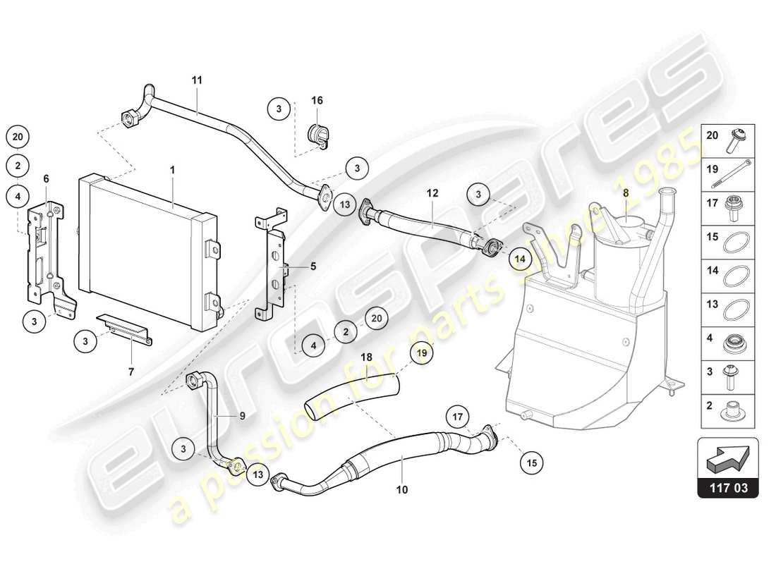 lamborghini 2017 (lp700-4 roadster) oil cooler part diagram