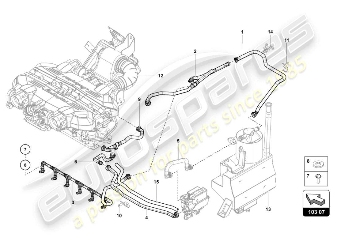 lamborghini lp740-4 s roadster (2020) ventilation for cylinder head cover from vin cla00325 part diagram