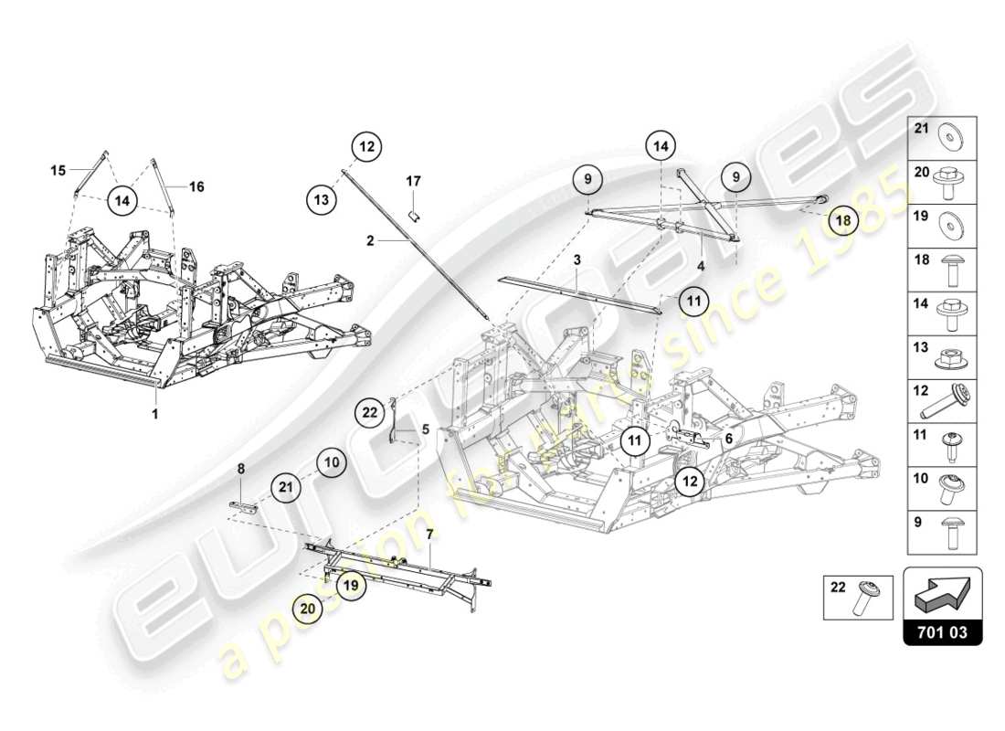 lamborghini lp740-4 s roadster (2020) trim frame rear part part diagram