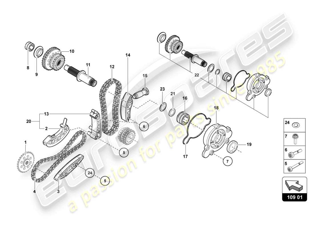 lamborghini 2020 (lp770-4 svj roadster) timing chain part diagram