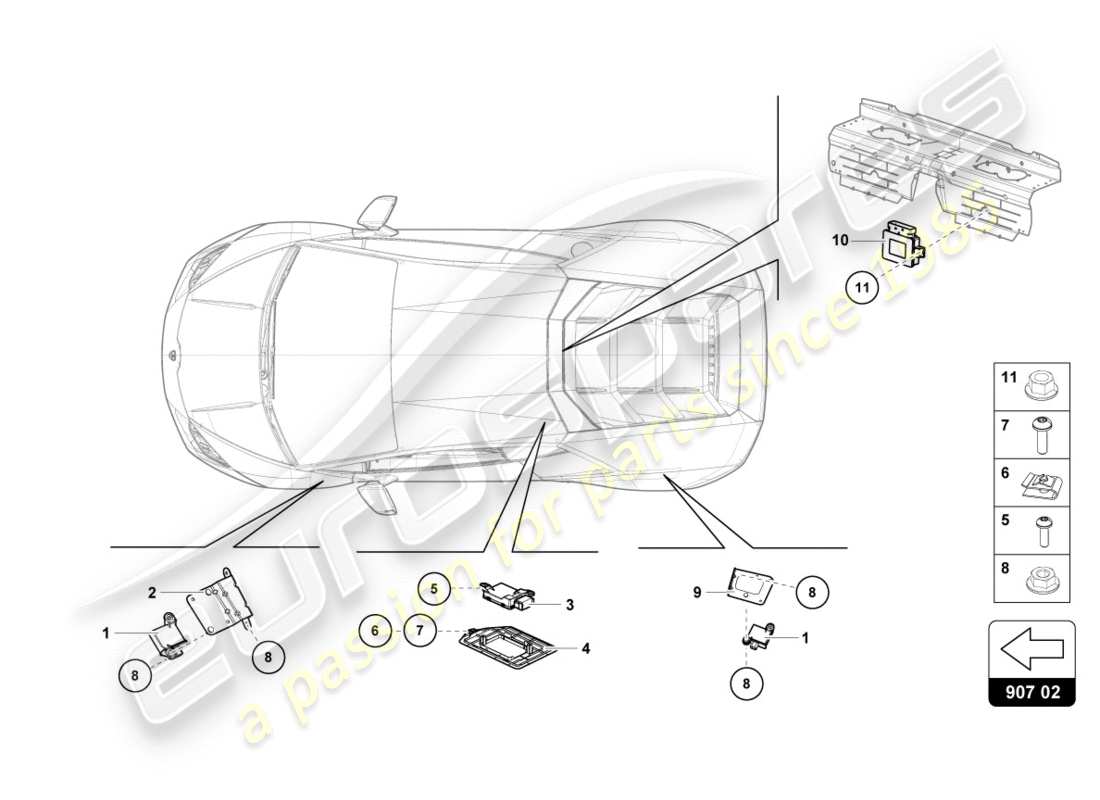 lamborghini performante spyder (2019) pushbutton for tyre pressure warning part diagram