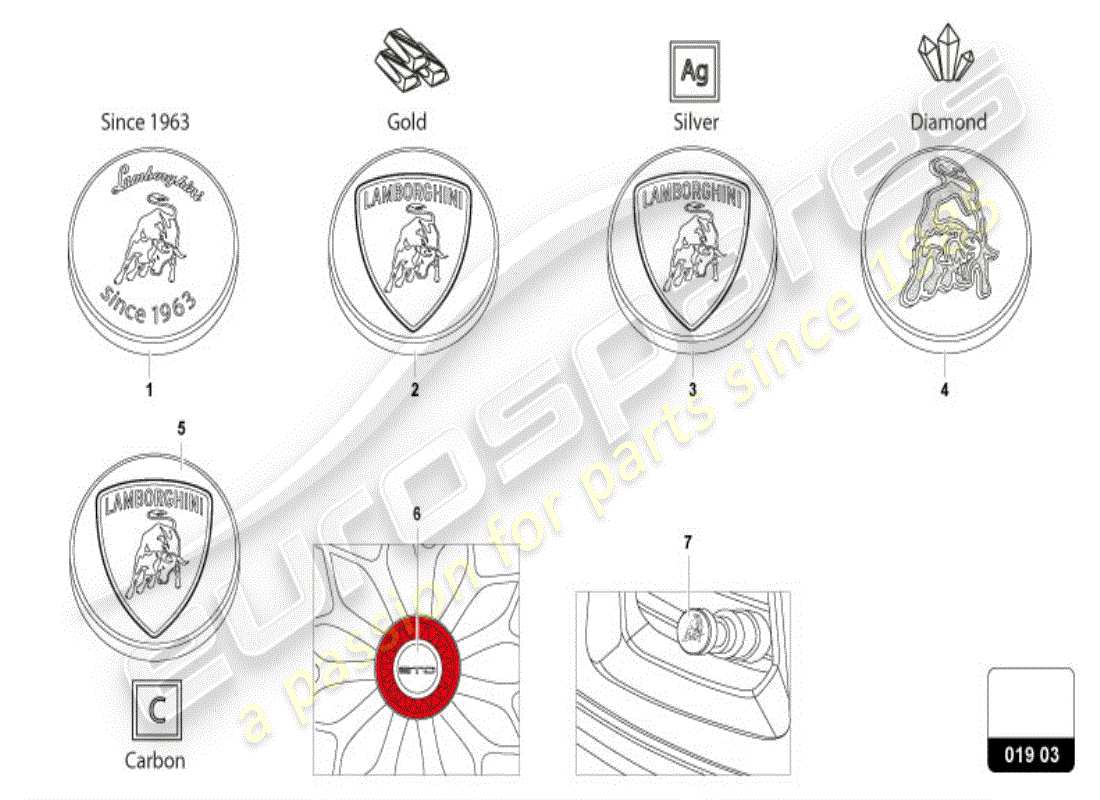 lamborghini accessories (lp610-4 spider) hub cap part diagram