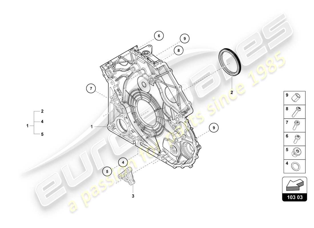 lamborghini 2020 (performante coupe) cover for timing case part diagram