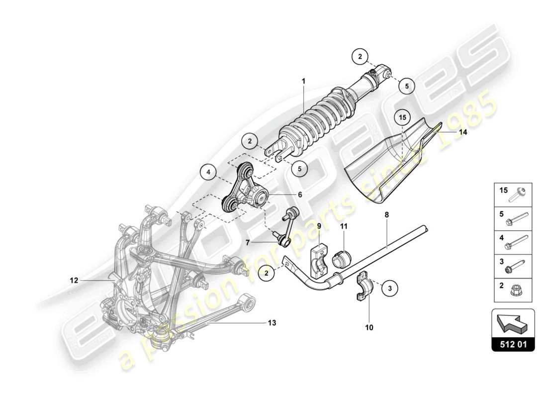 lamborghini lp700-4 roadster (2013) shock absorbers rear parts diagram