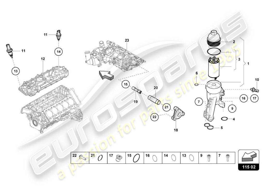 lamborghini lp610-4 coupe (2018) oil filter element parts diagram