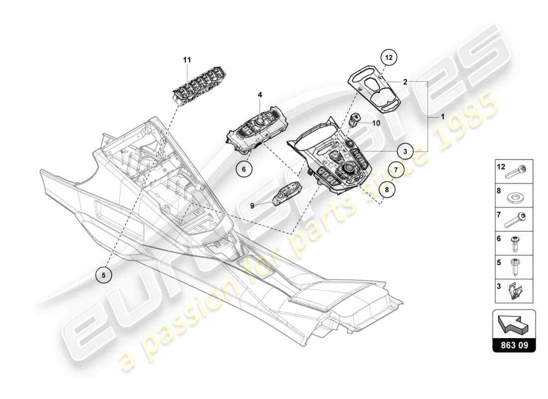 lamborghini lp700-4 coupe (2015) switch unit part diagram