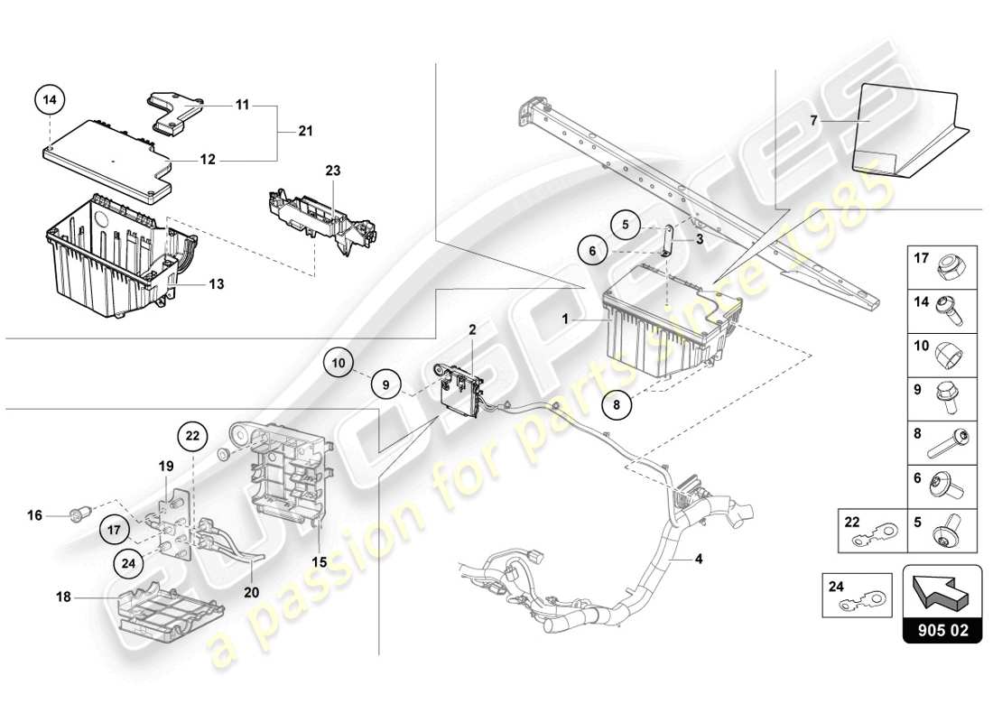 lamborghini lp720-4 coupe 50 (2014) central electrics parts diagram