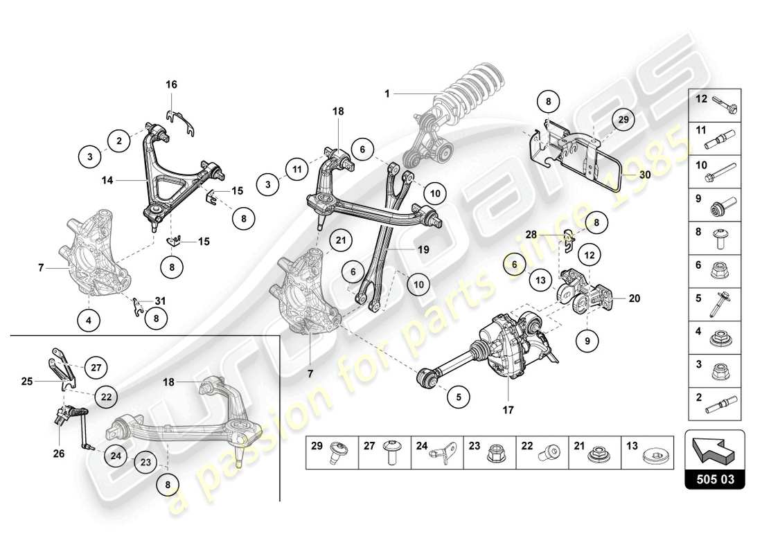 lamborghini lp770-4 svj coupe (2020) suspension rear part diagram