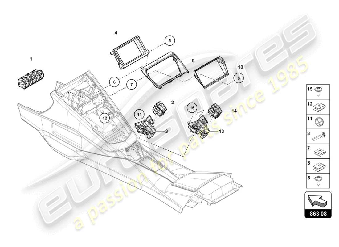 lamborghini lp700-4 coupe (2015) switch unit parts diagram