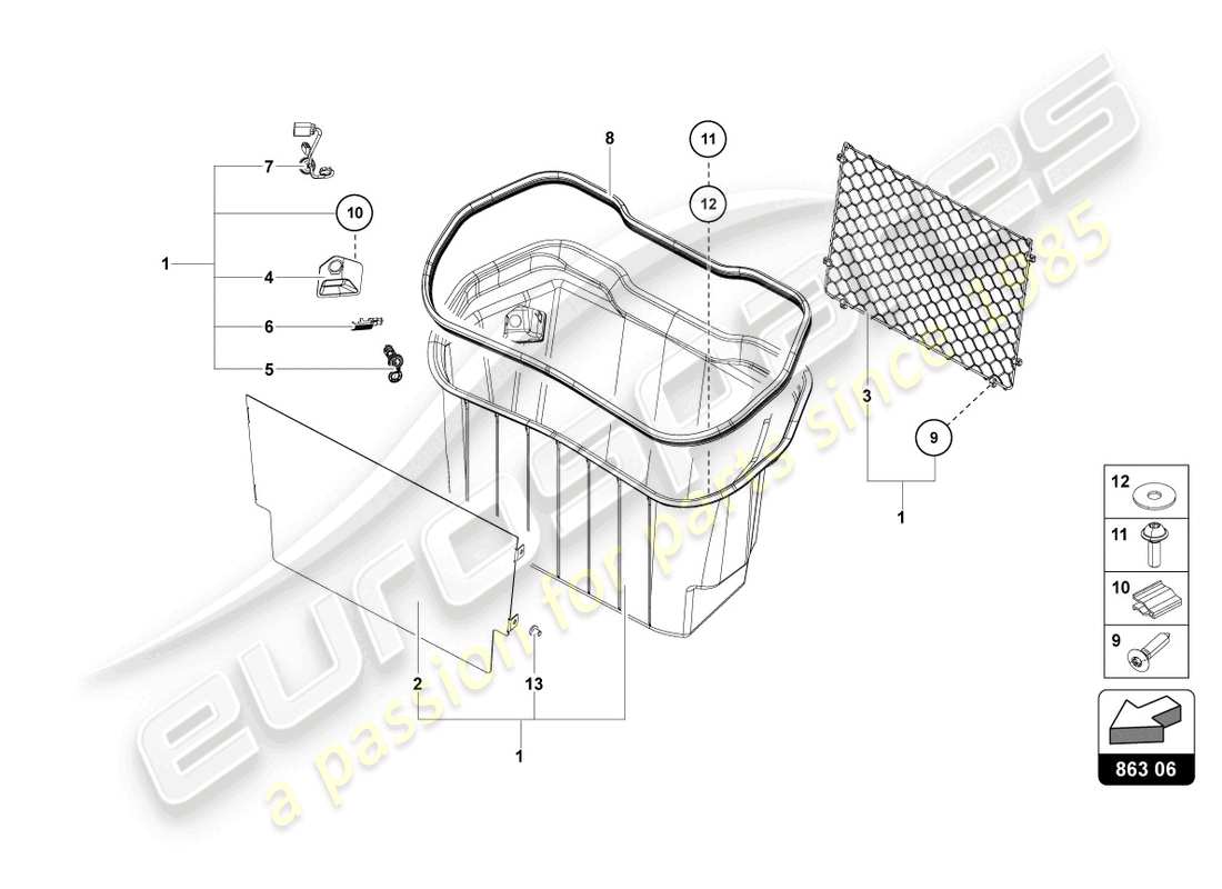 lamborghini lp700-4 coupe (2016) luggage boot trims parts diagram