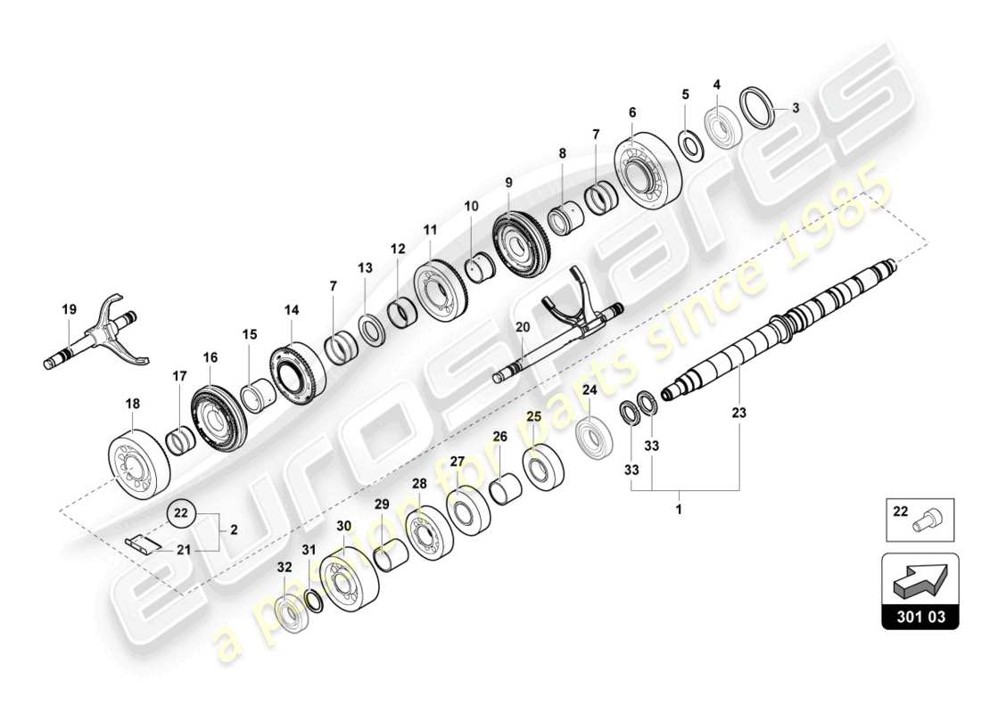lamborghini lp740-4 s coupe (2021) reduction gearbox shaft part diagram