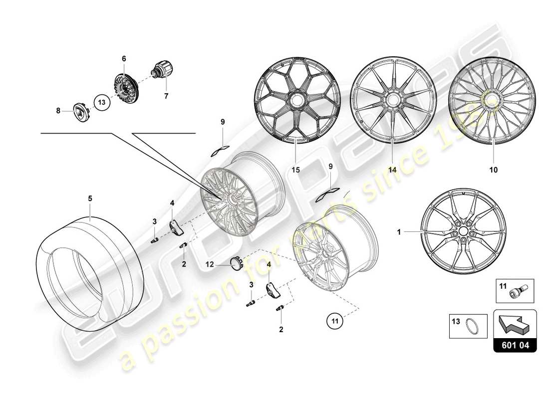 lamborghini lp740-4 s coupe (2017) wheels/tyres rear parts diagram