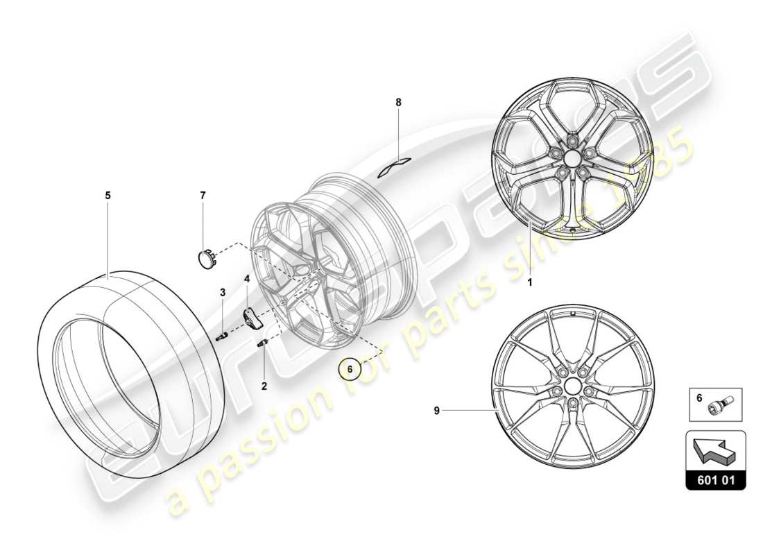 lamborghini lp700-4 coupe (2012) wheels/tyres front parts diagram