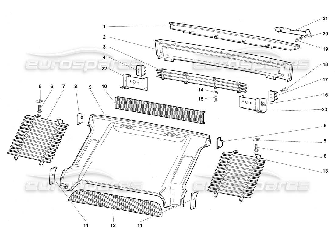 lamborghini diablo (1991) rear body elements part diagram