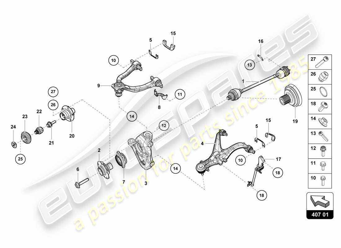 lamborghini lp580-2 spyder (2018) axle shaft front part diagram