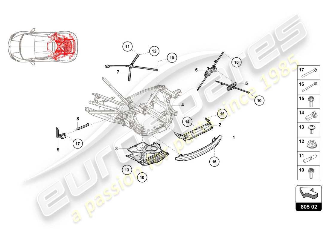 lamborghini 2020 (evo spyder) chassis part diagram