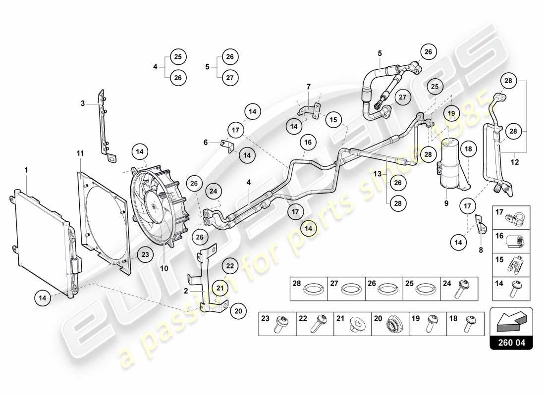 lamborghini centenario coupe (2017) a/c condenser part diagram