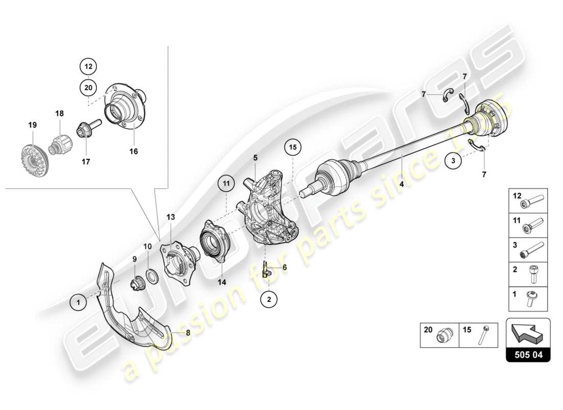 lamborghini centenario roadster (2017) axle shaft rear parts diagram