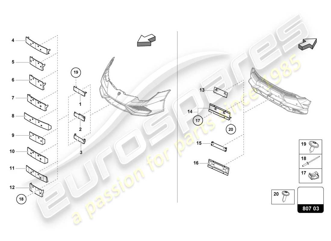 lamborghini lp610-4 coupe (2015) licence plate holder parts diagram