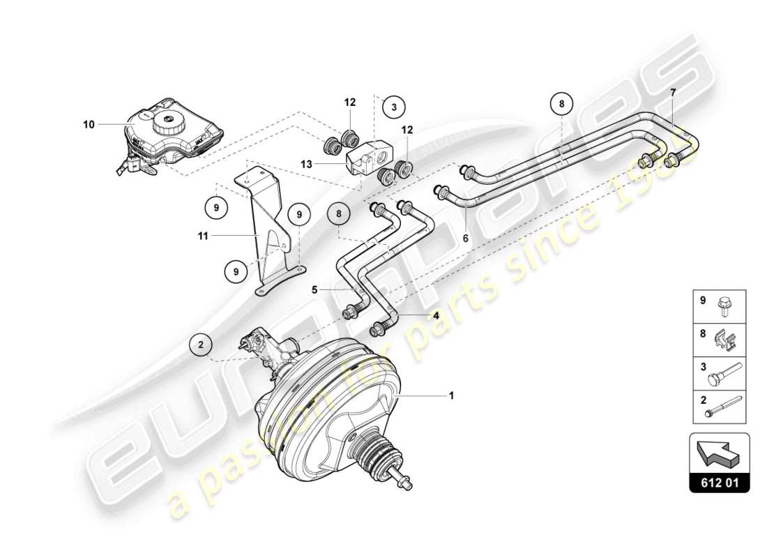 lamborghini 2014 (lp700-4 roadster) brake servo part diagram