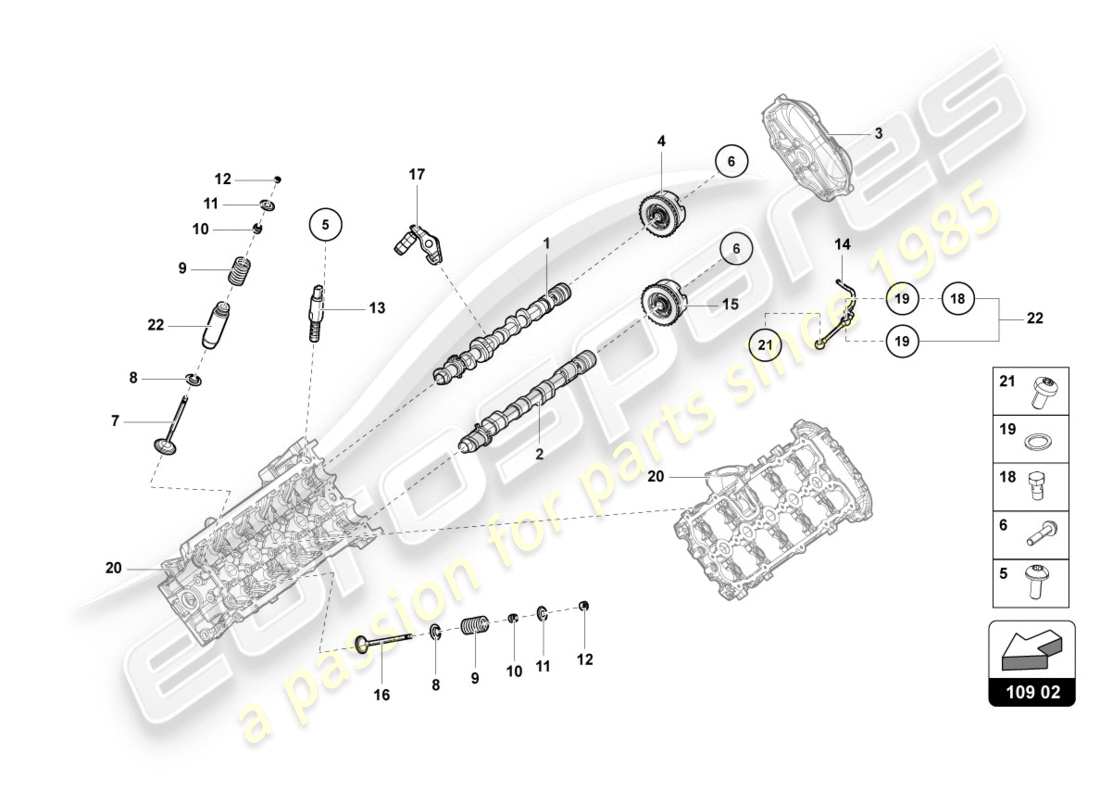 lamborghini lp580-2 spyder (2018) camshaft, valves part diagram