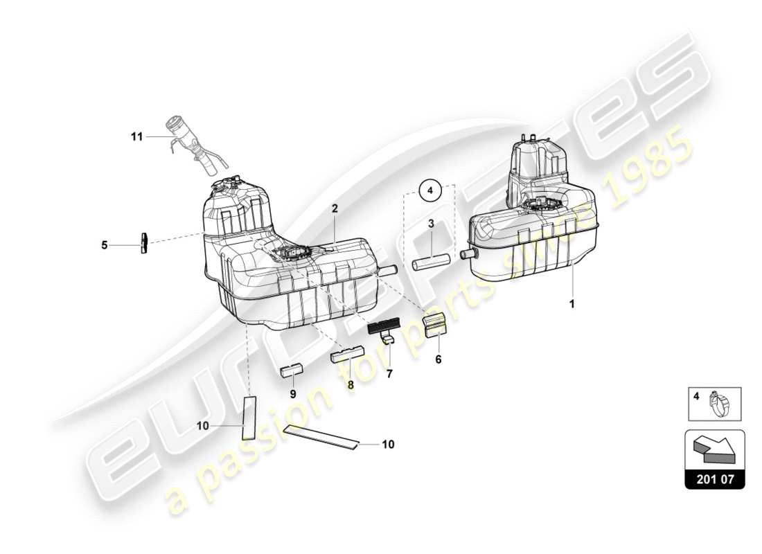 lamborghini lp580-2 spyder (2018) fuel tank part diagram