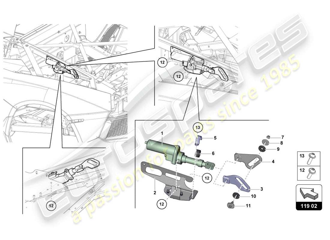 lamborghini 2014 (lp700-4 roadster) motor for wind deflector part diagram