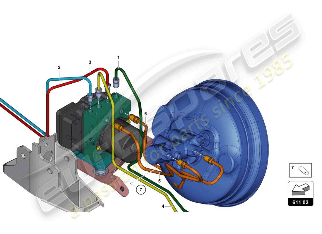 lamborghini lp700-4 roadster (2017) brake servo, pipes and vacuum system parts diagram