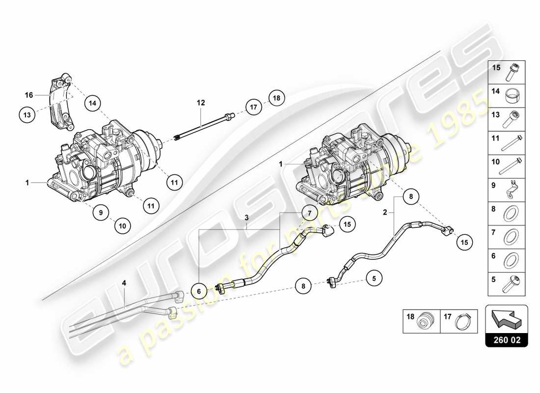 lamborghini 2018 (performante coupe) a/c compressor part diagram