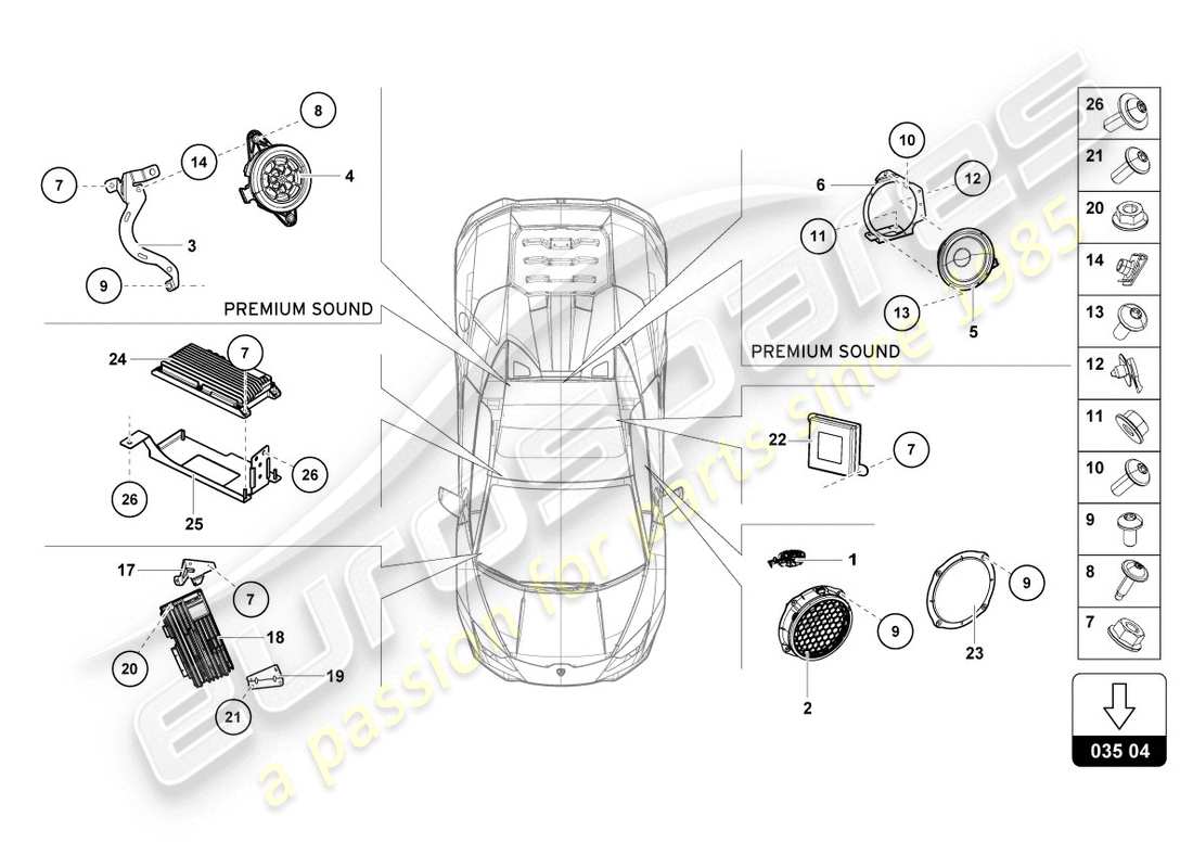 lamborghini evo spyder (2020) radio unit part diagram