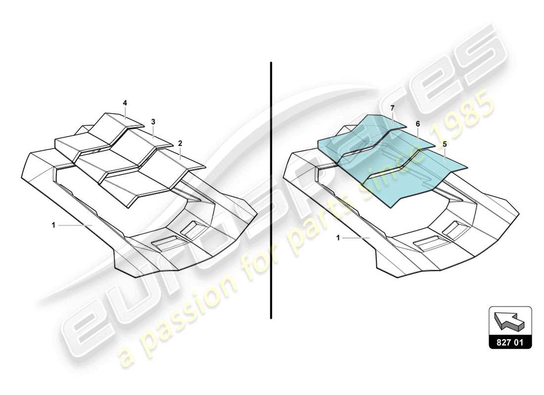 lamborghini 2014 (lp700-4 coupe) engine cover with insp. cover part diagram