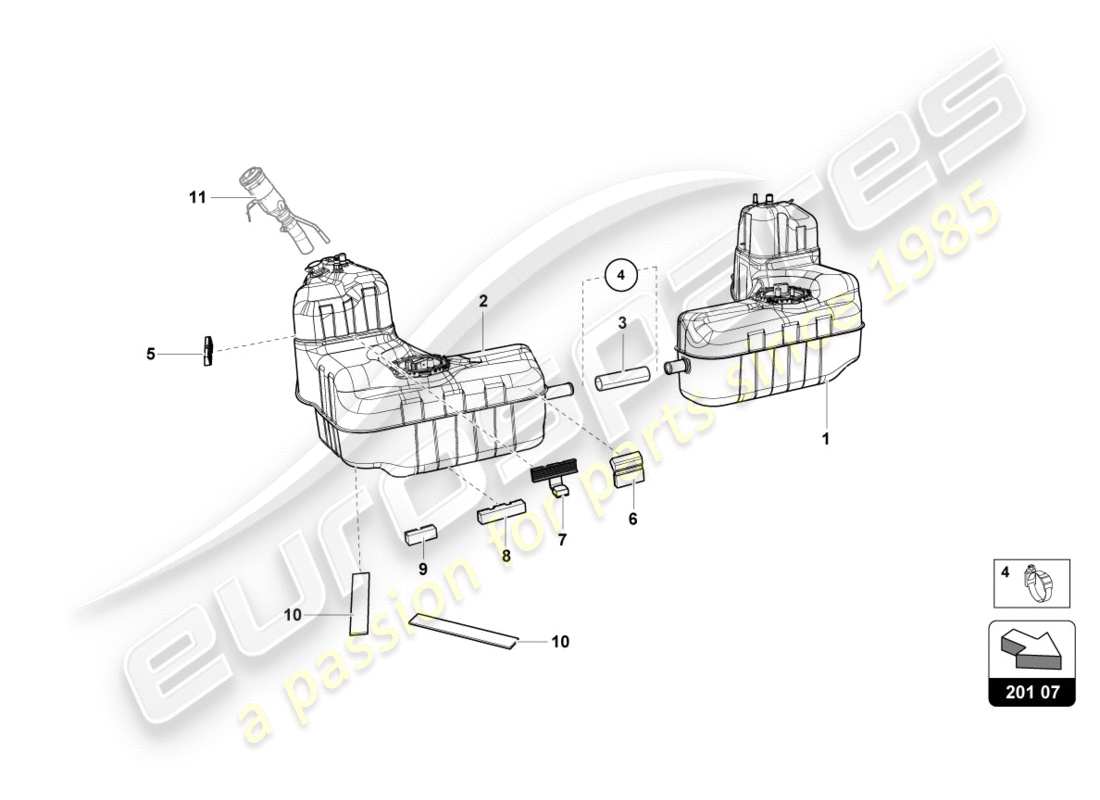 lamborghini 2020 (performante coupe) fuel tank part diagram