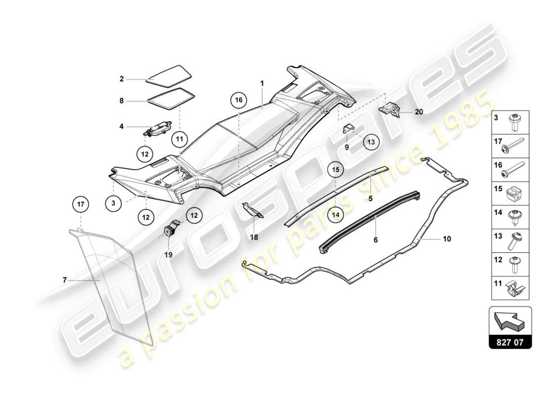 lamborghini lp700-4 roadster (2017) cover parts diagram