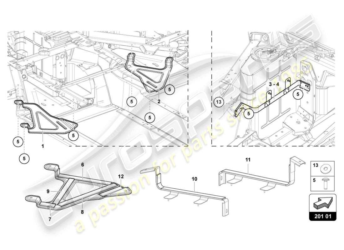 lamborghini 2017 (lp750-4 sv roadster) bracket for fuel tank part diagram