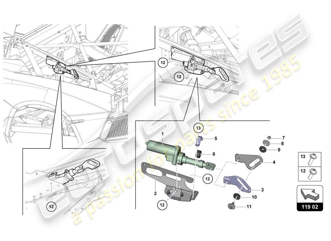 lamborghini lp700-4 roadster (2013) motor for wind deflector part diagram