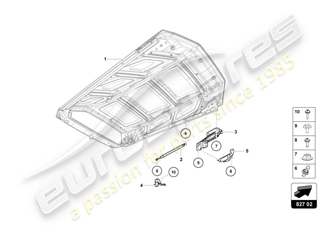 lamborghini 2018 (lp610-4 coupe) engine cover with insp. cover part diagram