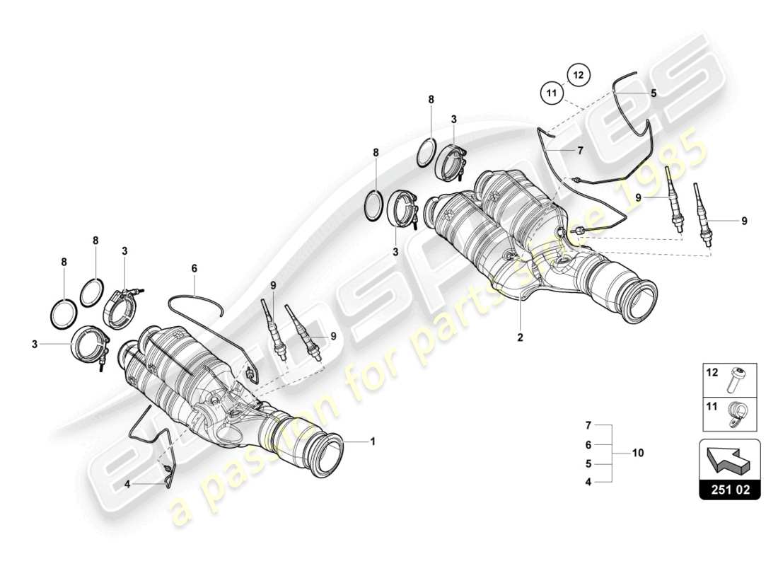 lamborghini lp700-4 coupe (2014) catalytic converter parts diagram