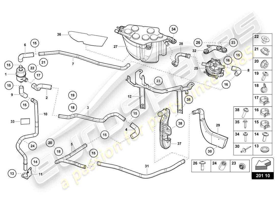 lamborghini 2017 (lp750-4 sv coupe) activated carbon filter system part diagram